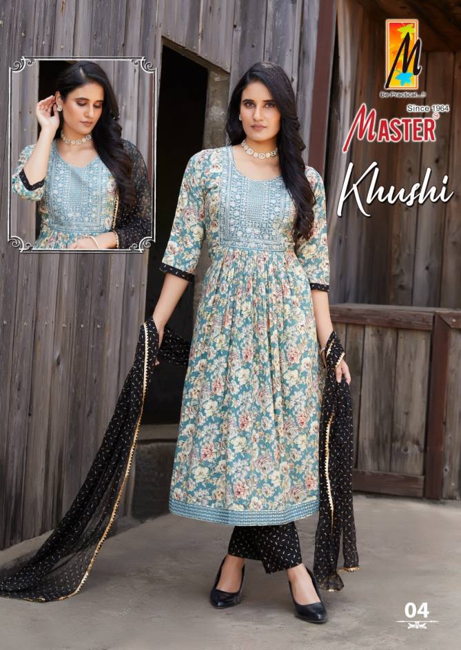 Khushi By Master Naira Cut Rayon Printed Kurti With Bottom Dupatta Wholesalers In Delhi
